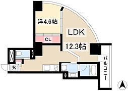 レジデンスT・L新栄 8階1LDKの間取り