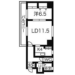 L.A上前津 10階1LDKの間取り