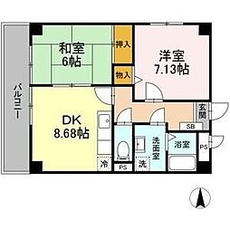 ロイメント名駅 2階2LDKの間取り