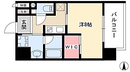 CELESTATION 8階1Kの間取り