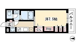 リブリ・浄心A 1階1Kの間取り
