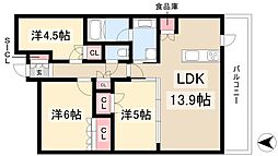 レ・ジェイド金山グランデ 14階3LDKの間取り