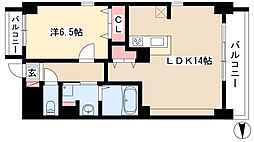 ツインアウルズ 9階1LDKの間取り