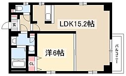 グランレーヴ大須観音 3階1LDKの間取り