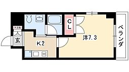 レジディア鶴舞 9階1Kの間取り