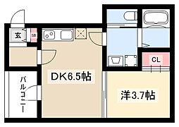 フラワーコーポ 3階1DKの間取り