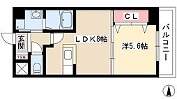 アイン橘 6階1LDKの間取り