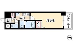 フローライト上前津 4階1Kの間取り