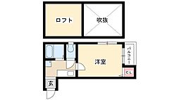 シュノンソー名古屋 2階1Kの間取り
