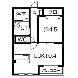 DELA松原 3階1LDKの間取り