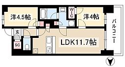 プレサンス名駅南ブリエ 2階2LDKの間取り