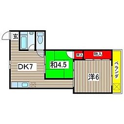瑞穂ビル 5階2DKの間取り