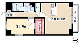 ムーランマグノリア 6階1LDKの間取り