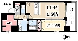 プレサンス錦ラウム 14階1LDKの間取り