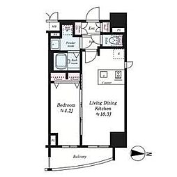 プレサンス栄ラグジュ 3階1LDKの間取り