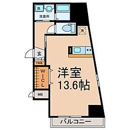 グランツ東別院 7階ワンルームの間取り