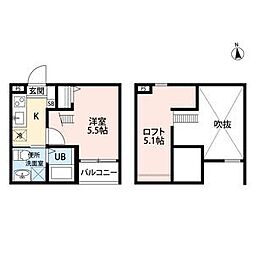Caminoalta黄金 2階1Kの間取り