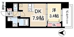 プレサンスNAGOYA本陣 1DKの間取図画像