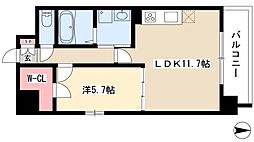 レジデンス悠海 12階1LDKの間取り