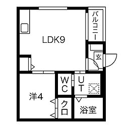 コンフォート 1階1LDKの間取り