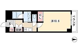 レジデンス上前津スクエア(旧名称:プライムアーバン上前津) 3階1Kの間取り