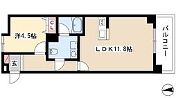 ヴァリエ東別院 4階1LDKの間取り