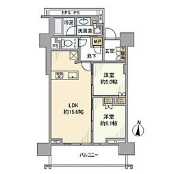 プラウドタワー名古屋丸の内 3階2LDKの間取り