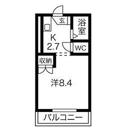 ヘーベルエスパス5A 1Kの間取図画像