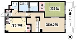 エクセレントみずの 2DKの間取図画像