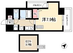 プレサンス名古屋駅前アクシス 1Kの間取図画像
