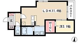 パトリア高畑 1LDKの間取図画像