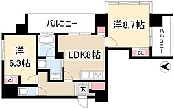 さくらHillsNAGOYAWEST 2LDKの間取図画像