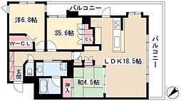 ベレーサ鶴舞公園 2SLDKの間取図画像