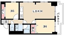 センターヒル橘 2LDKの間取図画像