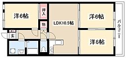 ロータリーマンション栄 2LDKの間取図画像