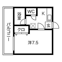 ハイツ春岡アイカ 1Kの間取図画像