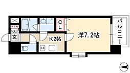クレシェール大須 1Kの間取図画像