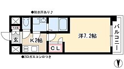 UURコート名古屋名駅 1Kの間取図画像