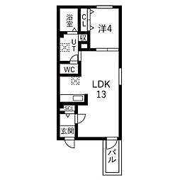 DEVELD荒子 1LDKの間取図画像