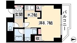 CASSIA車道 ワンルームの間取図画像