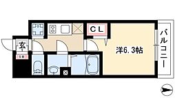 プレサンス名古屋ステーションフレア 1Kの間取図画像