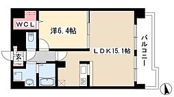 リバーコート砂田橋 1LDKの間取図画像