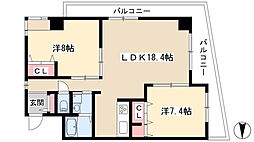 ベルドミール橘 2LDKの間取図画像