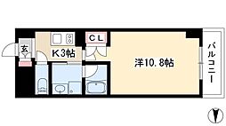 BSRESIDENCESAKAE 1Kの間取図画像