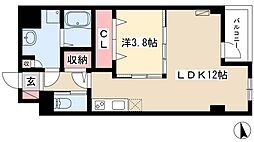 エクセルハイム坪井2 1LDKの間取図画像