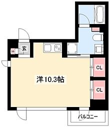 COZY菊井 1Kの間取図画像