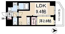 プレサンス鶴舞パークグラッド 1LDKの間取図画像