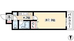ラドゥセール山王 1Kの間取図画像