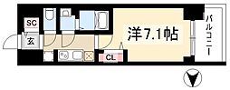 プレサンスNAGOYAファスト 1Kの間取図画像