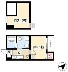アソシエ3 1Kの間取図画像
